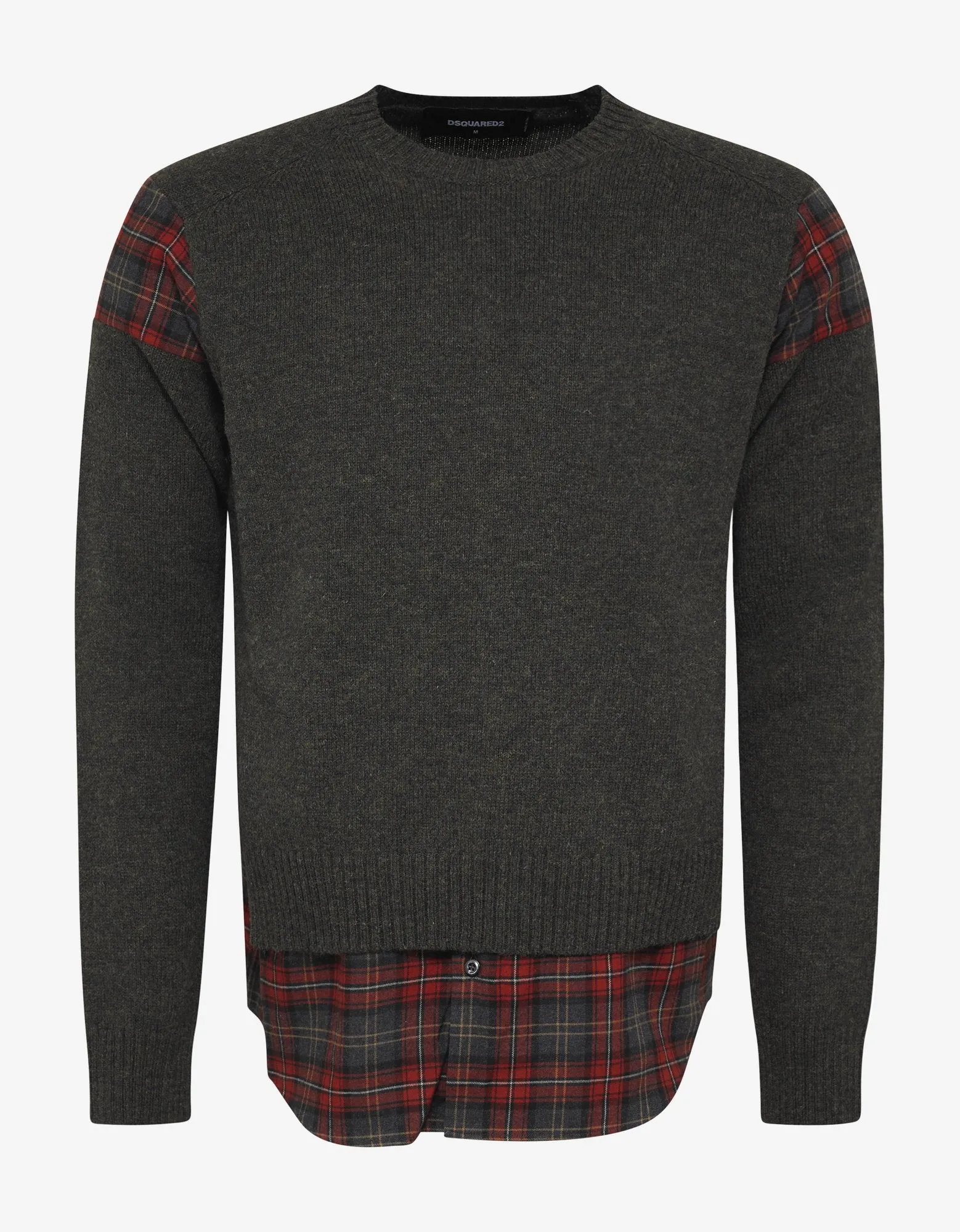 Khaki Sweater with Plaid Inserts