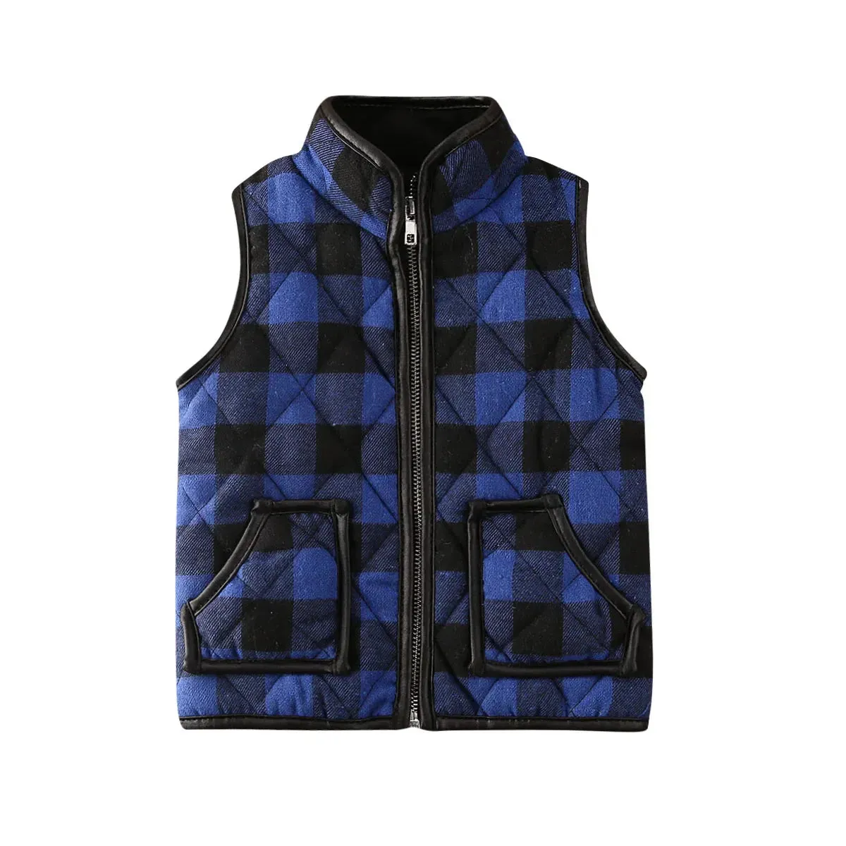 Kids Girl Plaid Cotton Vests Winter Warm Jacket Waistcoat Baby Zipper Coat Fall Outwear