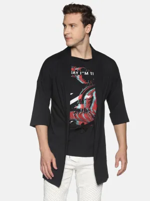 Kultprit Cotton Men Graphic Print 3/4 Sleeve Cardigan