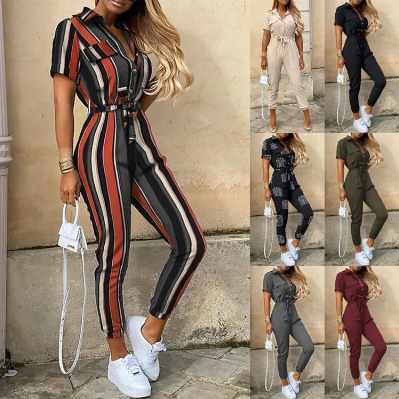 Kuroha® | Short Sleeve Belted Jumpsuit For Women