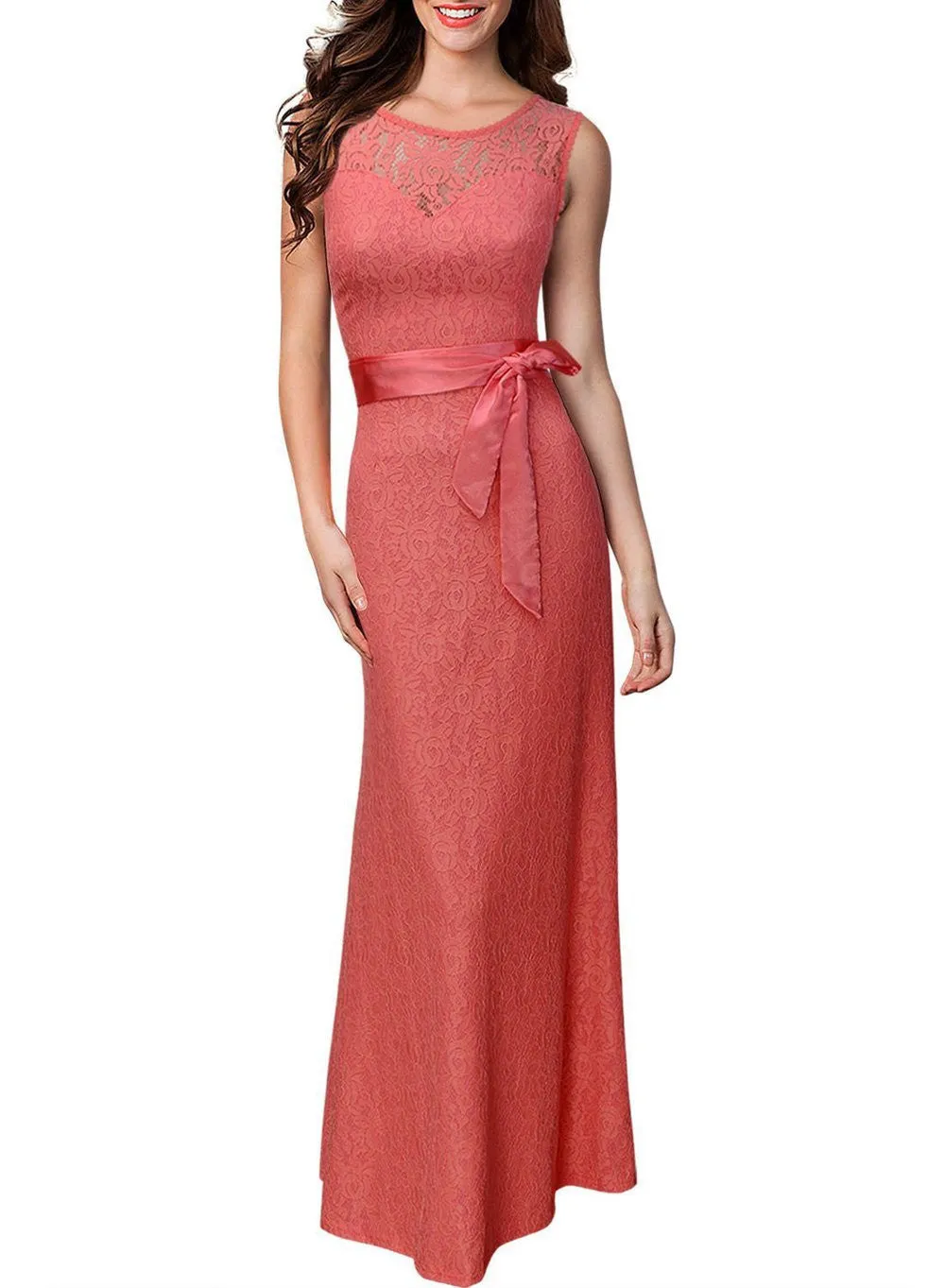 Lace Pinup Mermaid Maxi Dress Summer Women Belted Backless Sleeveless Long Party Dresses Plus Size Vestido De Renda