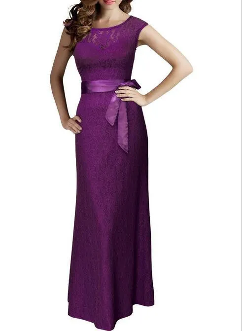 Lace Pinup Mermaid Maxi Dress Summer Women Belted Backless Sleeveless Long Party Dresses Plus Size Vestido De Renda