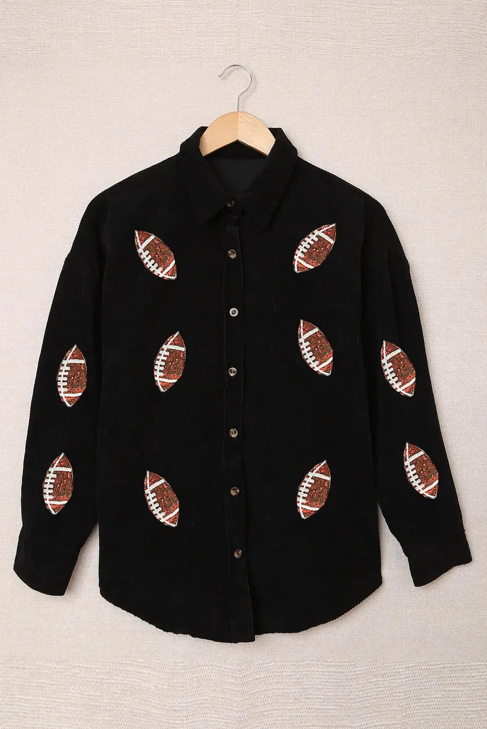 'Lainey' Sequin Corduroy Football Jacket