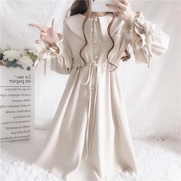 Lantern Loose Sleeve Lace Collar Dress SD00563