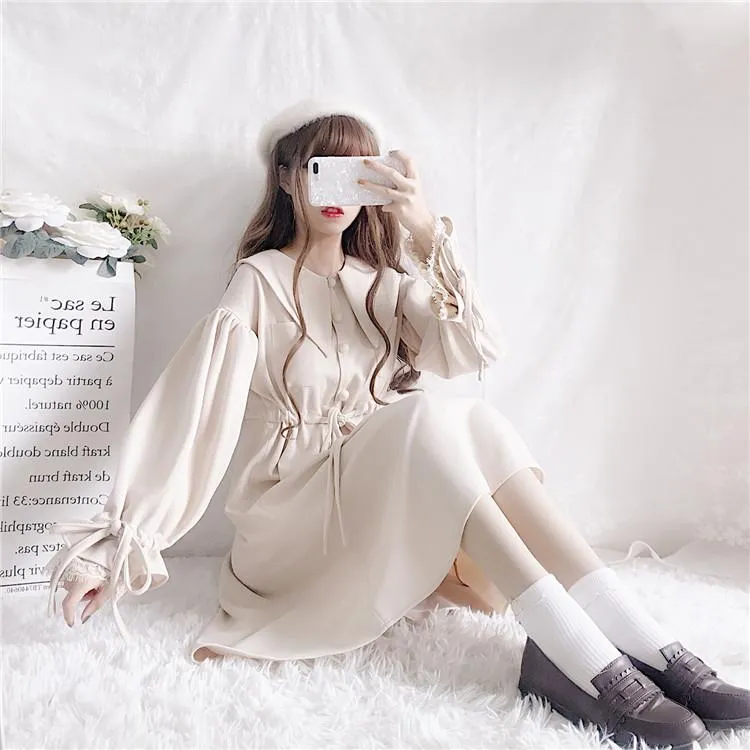 Lantern Loose Sleeve Lace Collar Dress SD00563