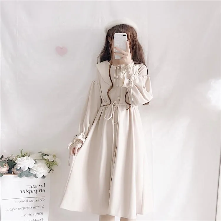 Lantern Loose Sleeve Lace Collar Dress SD00563