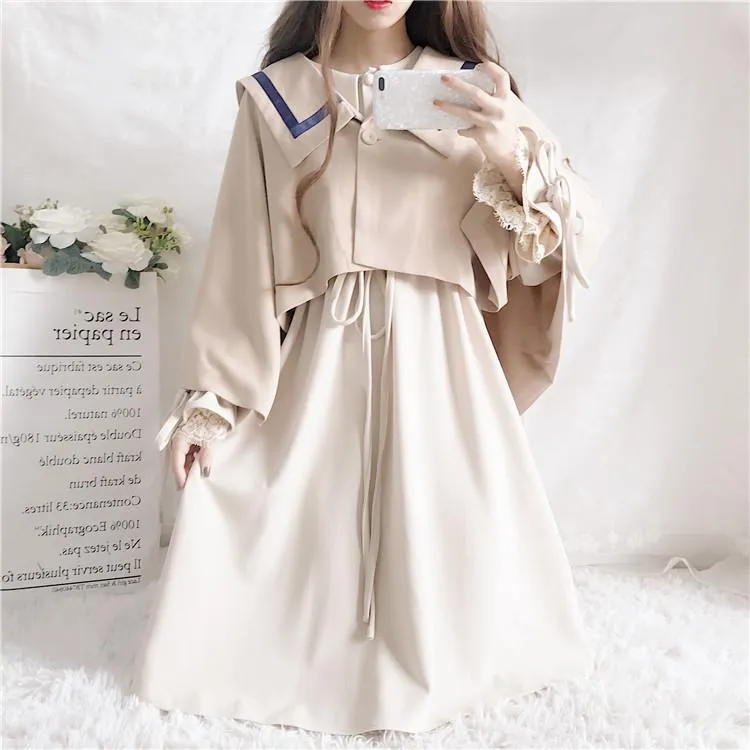 Lantern Loose Sleeve Lace Collar Dress SD00563