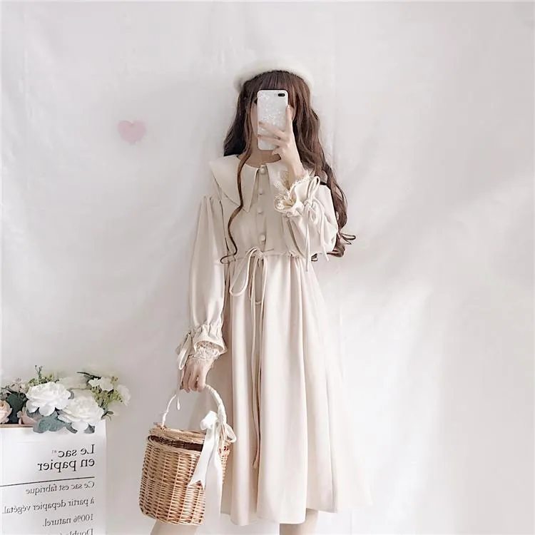 Lantern Loose Sleeve Lace Collar Dress SD00563