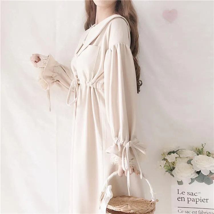 Lantern Loose Sleeve Lace Collar Dress SD00563
