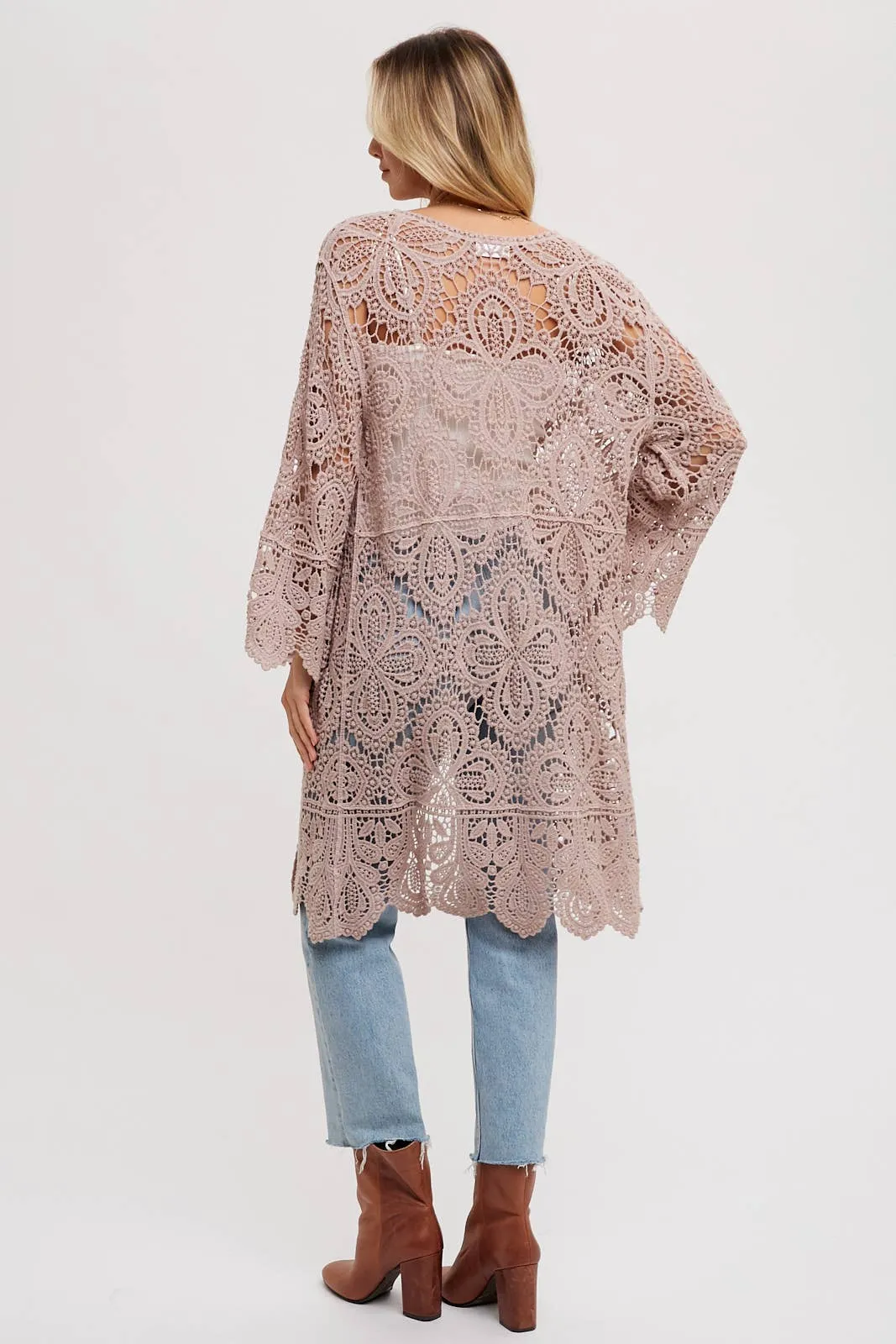 Latte Crochet Bell Sleeved Cardigan