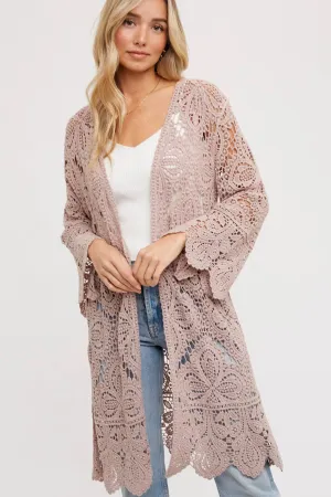 Latte Crochet Bell Sleeved Cardigan