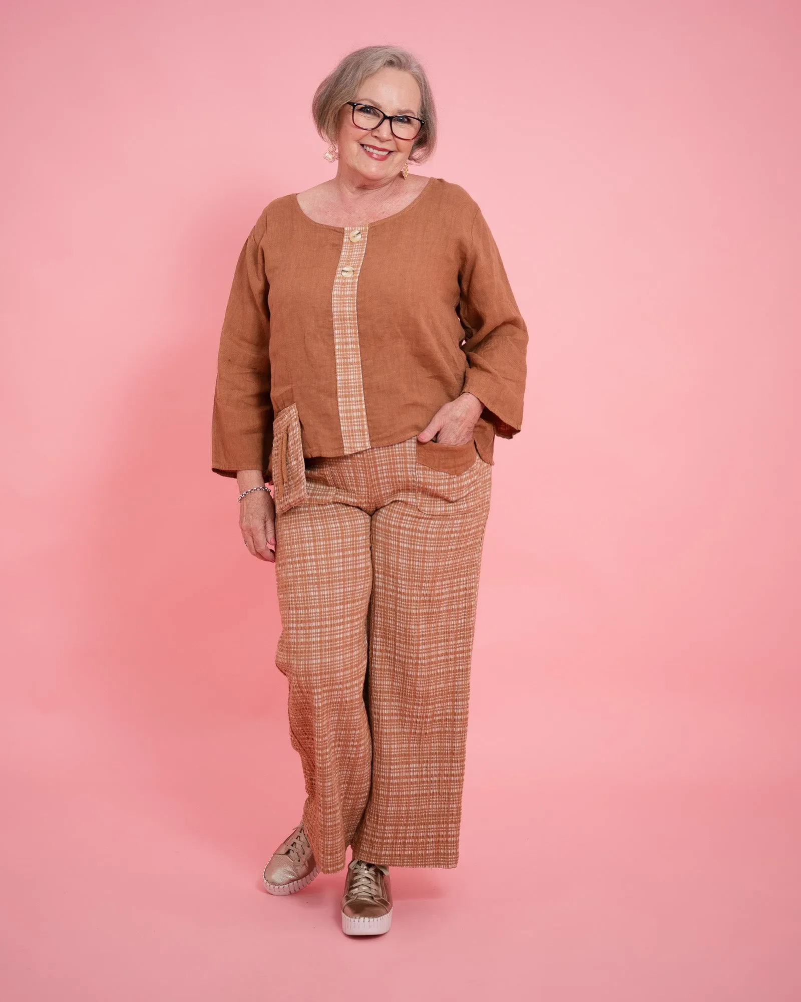 Lexa Tweed Trim Shirt