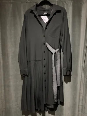 Lilia stogova Dark Grey Long Sleeve Collared Button Down dress