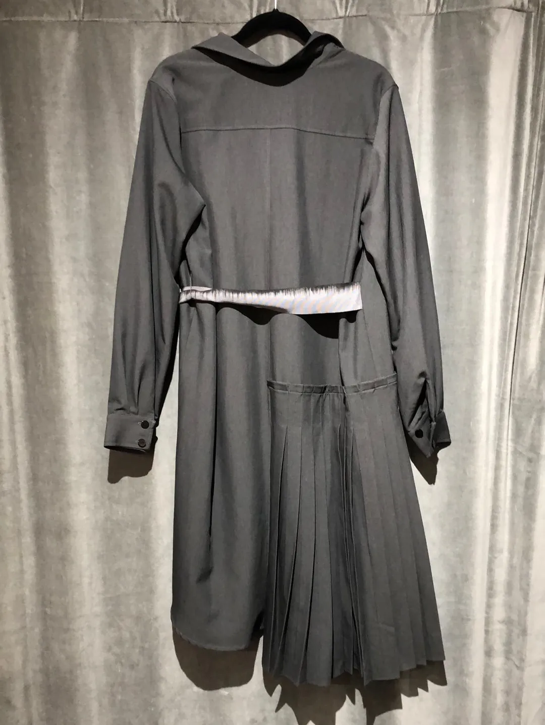 Lilia stogova Dark Grey Long Sleeve Collared Button Down dress