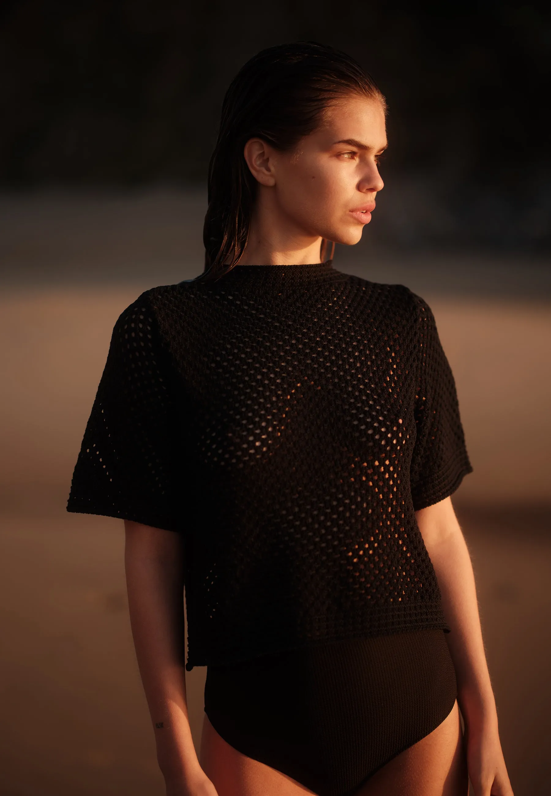 Lily crochet t-shirt 4119 - Black