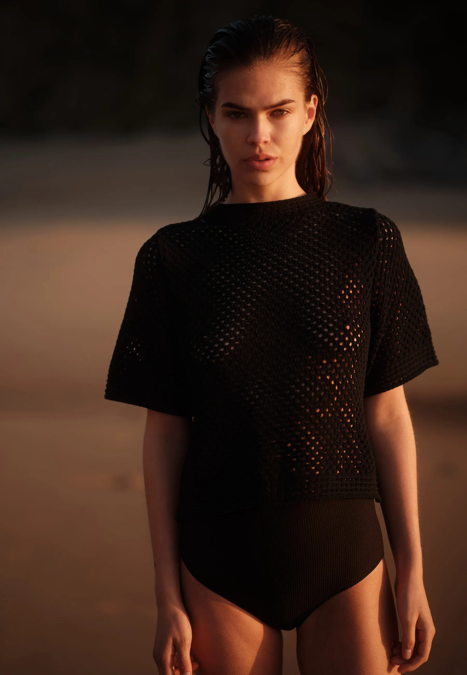 Lily crochet t-shirt 4119 - Black