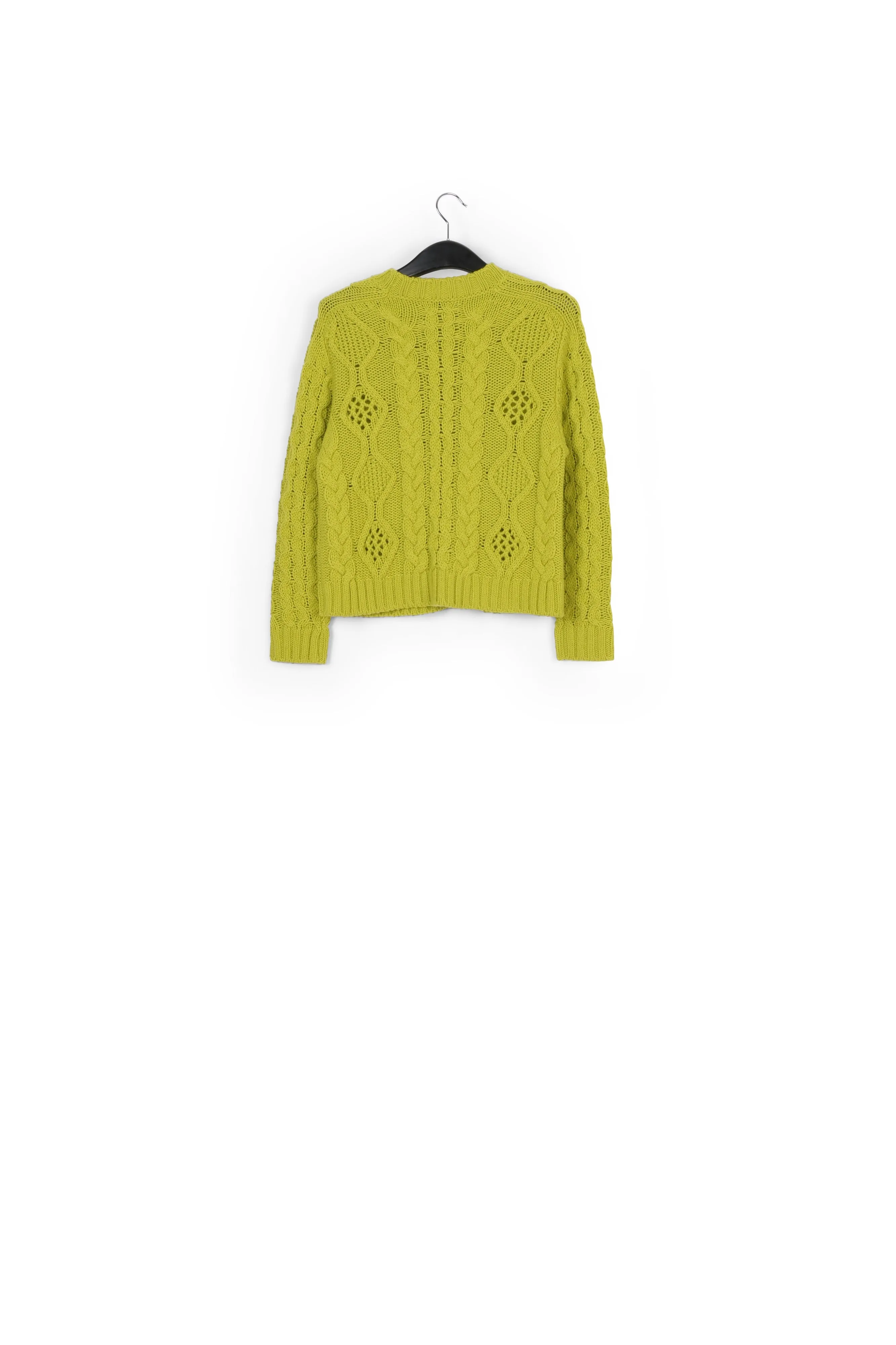 Lime green cable-knit wool-blend sweater