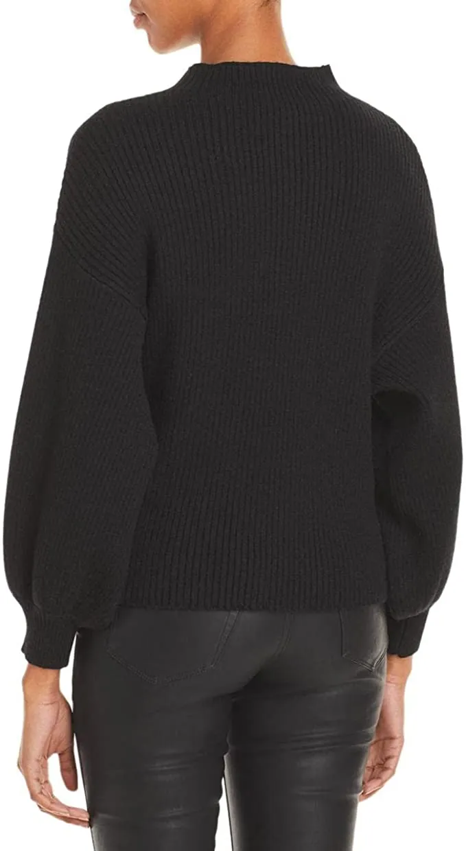 Line & Dot Womens Alder Ribbed Mock Neck Sweater Black S