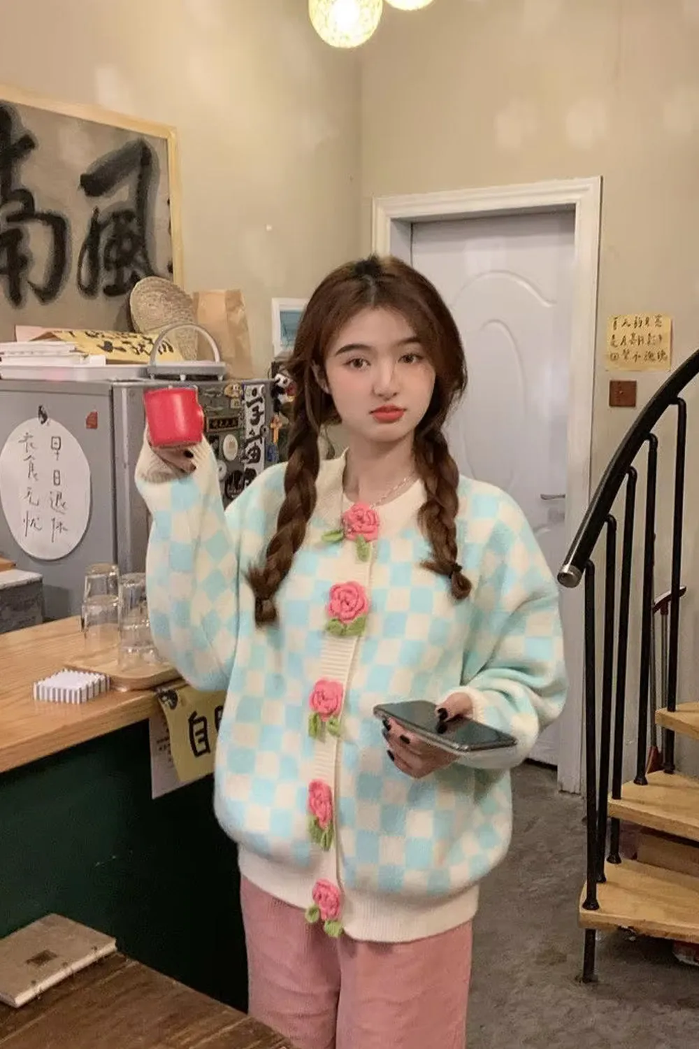 Long Sleeve 3D Flowers Cardigan Sweater