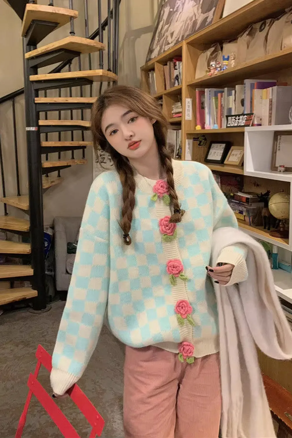 Long Sleeve 3D Flowers Cardigan Sweater