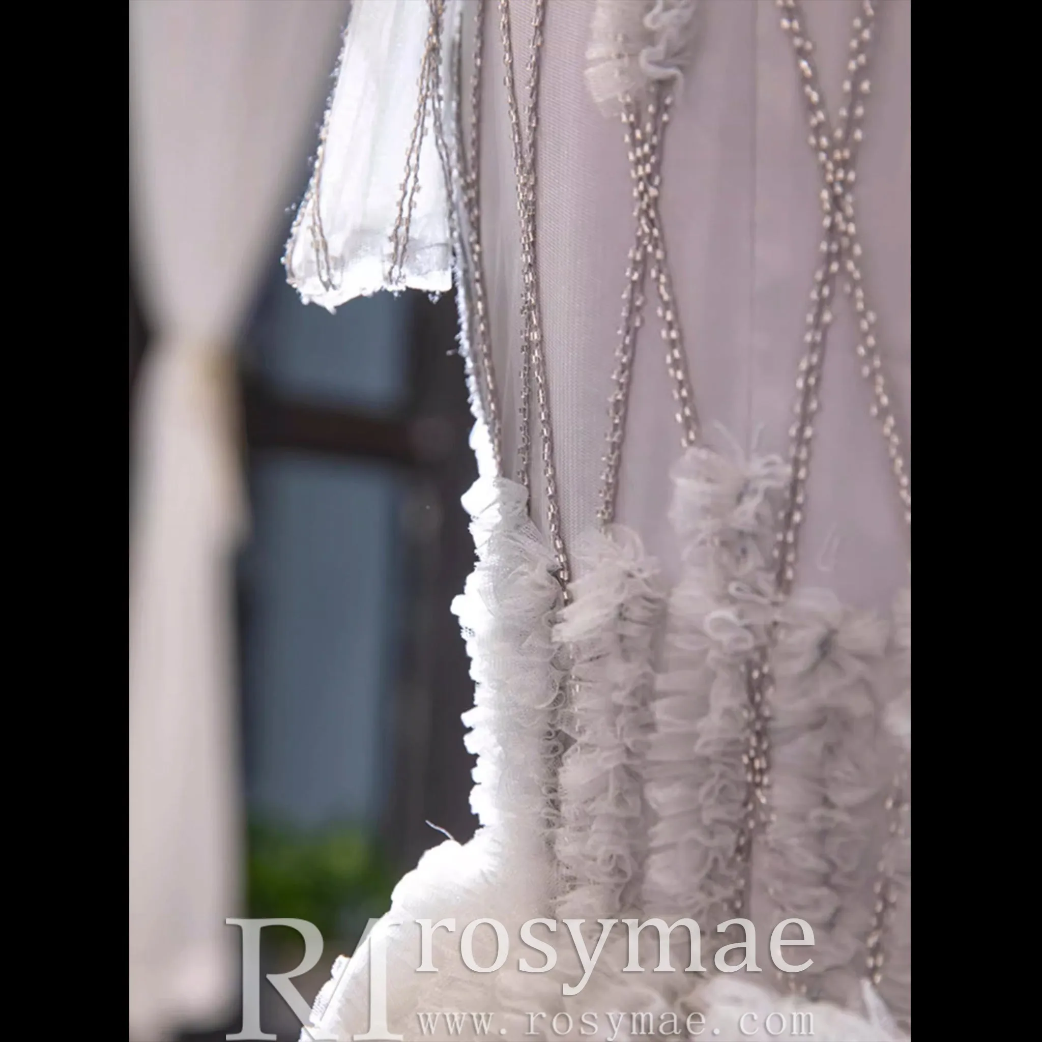 Long Sleeve Beaded Trumpet Wedding Dress with Keyhole