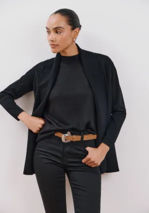 Long Sleeve Open Cardigan - Black