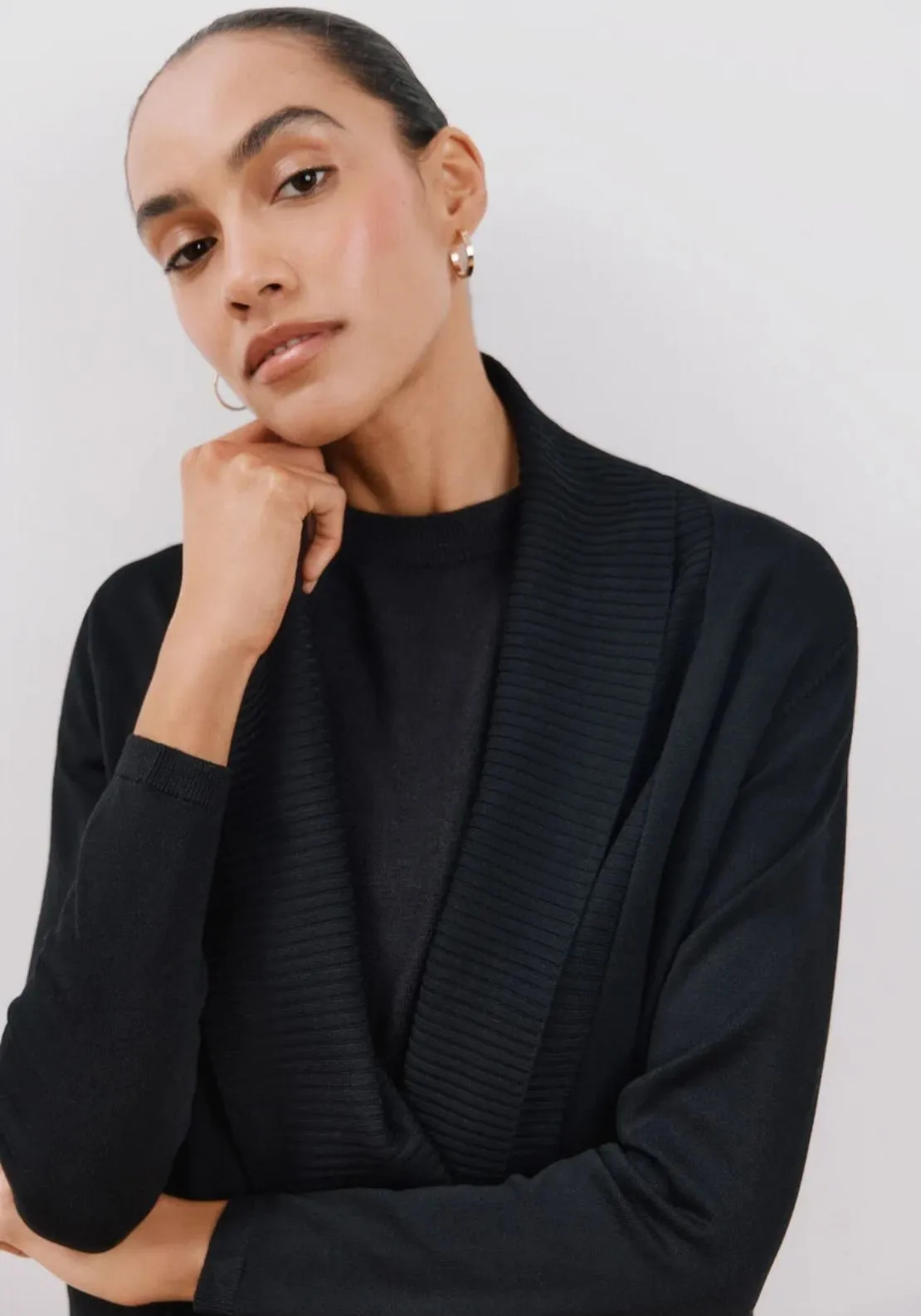 Long Sleeve Open Cardigan - Black
