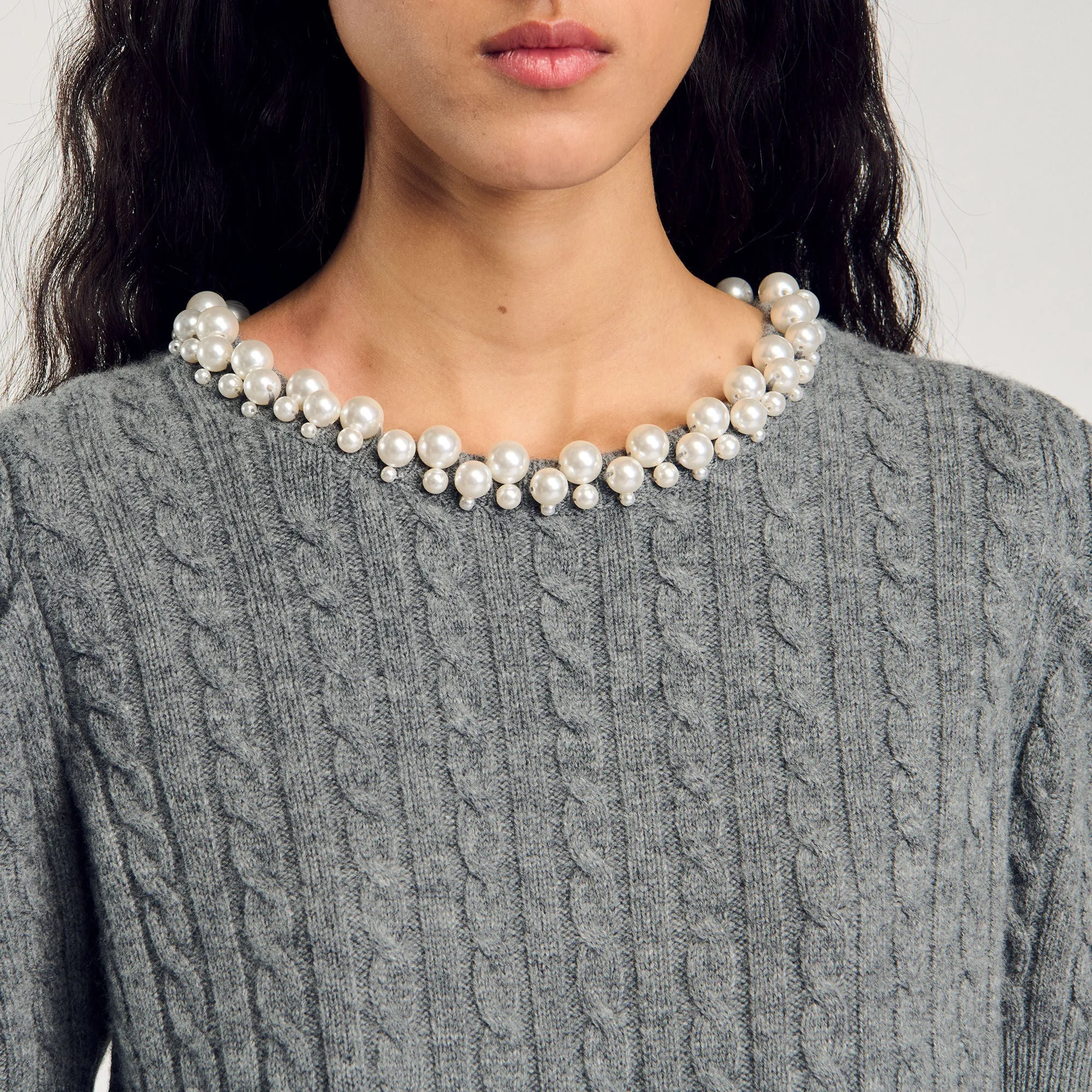 Madie Cable Knit Jumper Grey