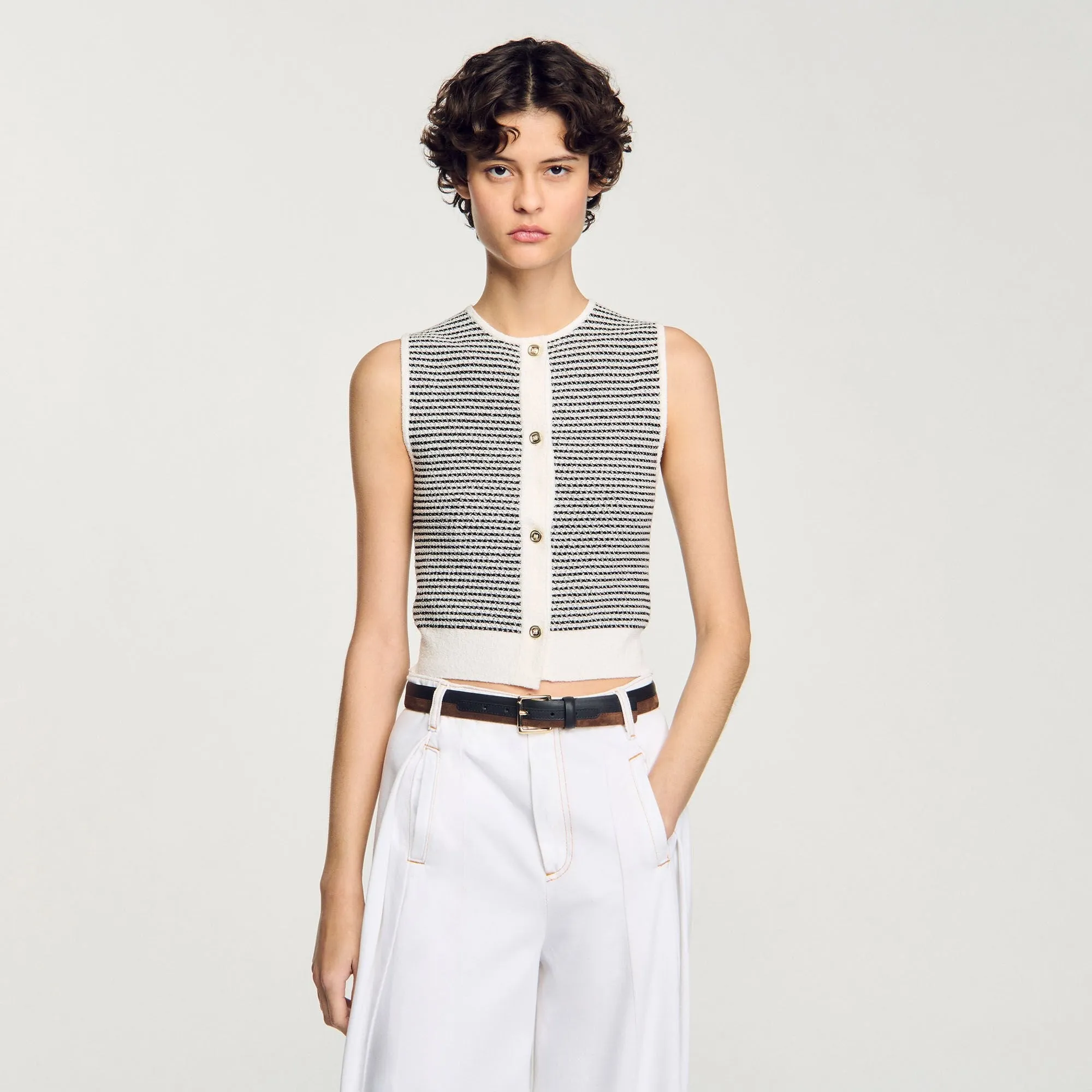 Mahe Striped Cardigan Black / White