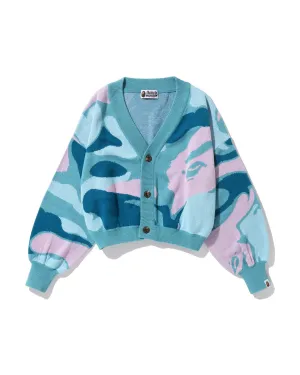 Marble Camo Knit Cropped Cardigan