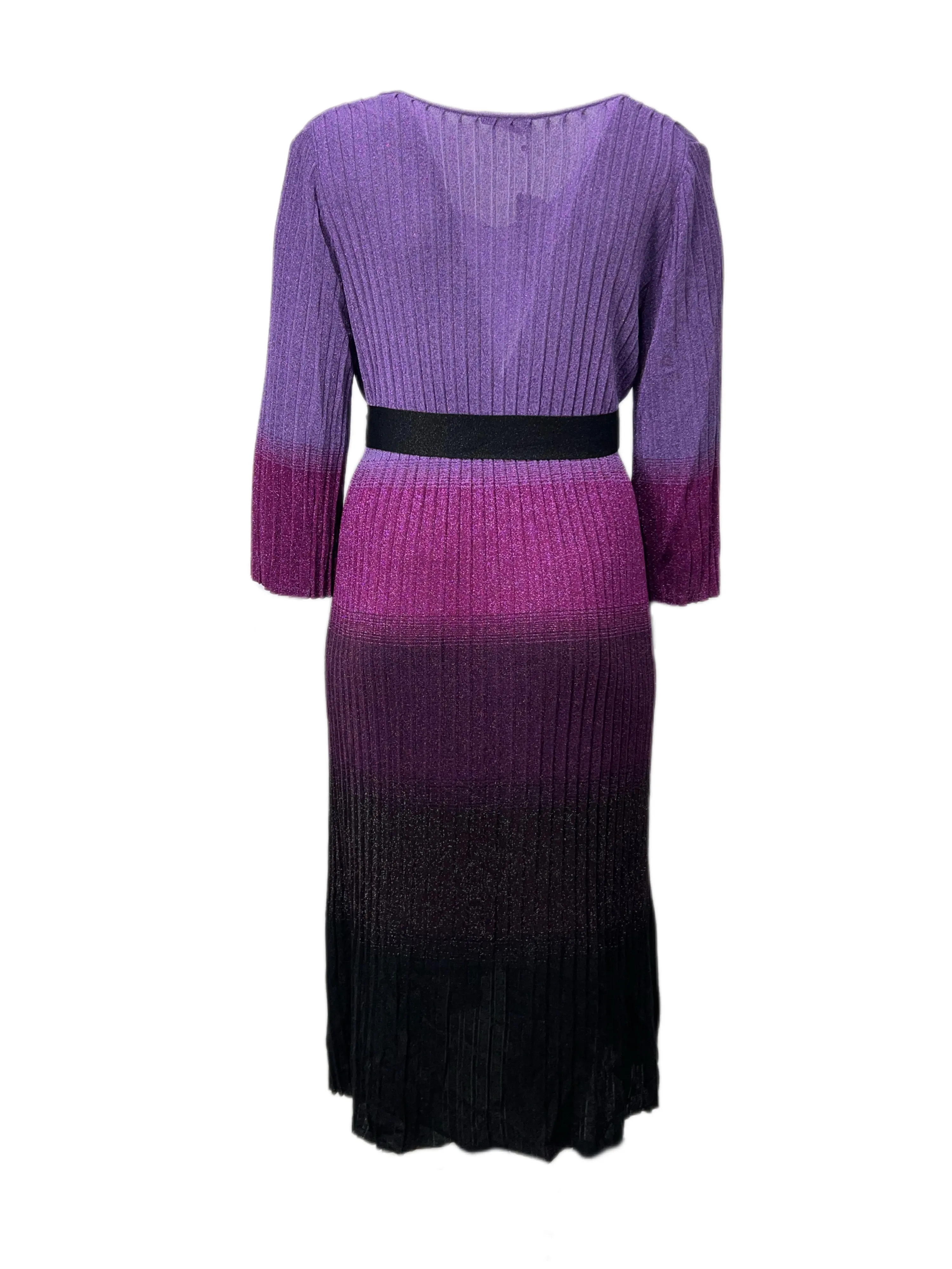 Marina Rinaldi Women's Purple Ginestra Stried Belted Knitted Dress Size XL NWT