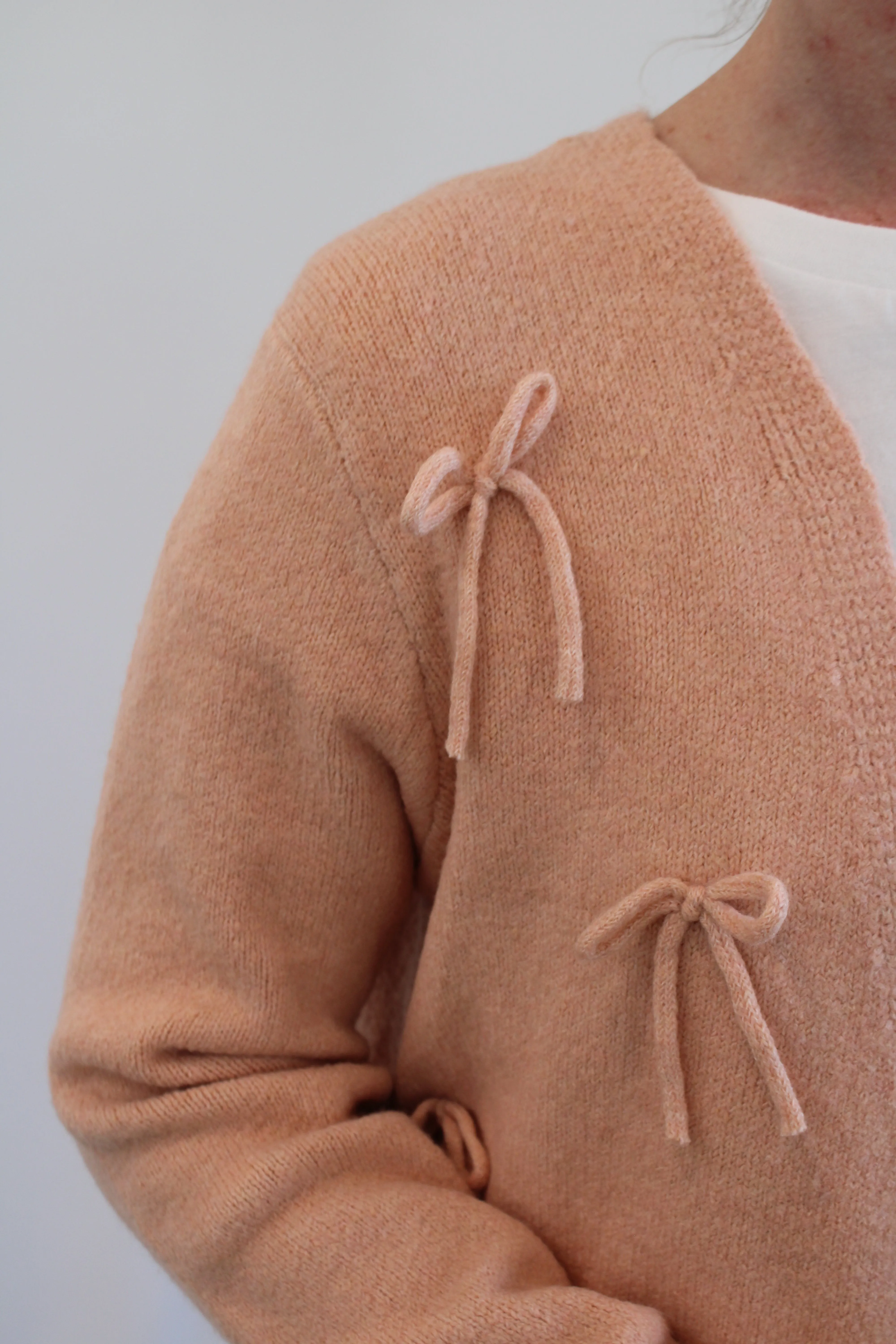 MATTIE BOW TIE OPEN FRONT CARDIGAN