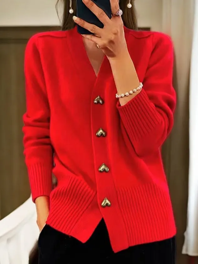 MELANIE™ – Heart Button Cardigan