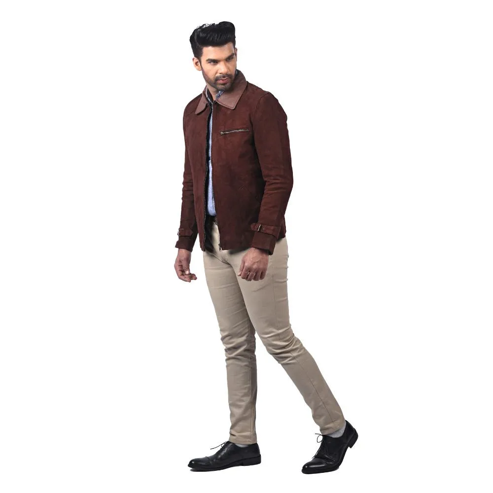 Men's Brown Suede Leather Jacket