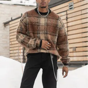 Men'S Fashion Plaid Casual Long Sleeve Sweater