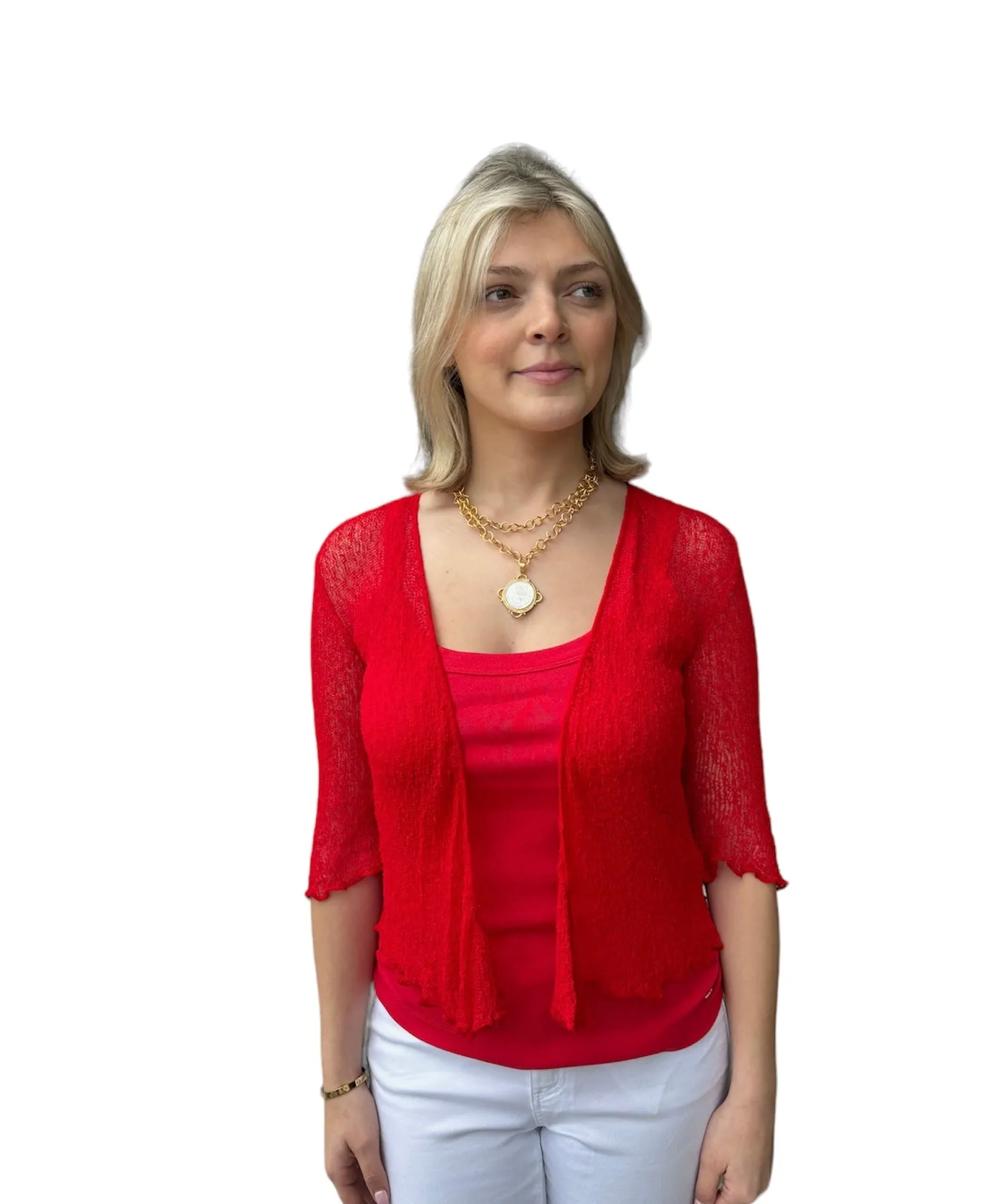 MESH CARDIGAN - RED
