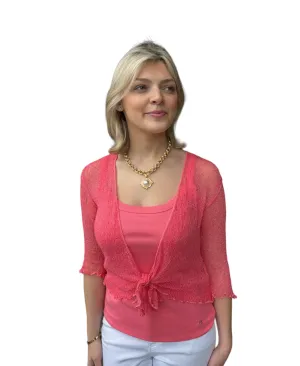 MESH CARDIGAN - WATERMELON