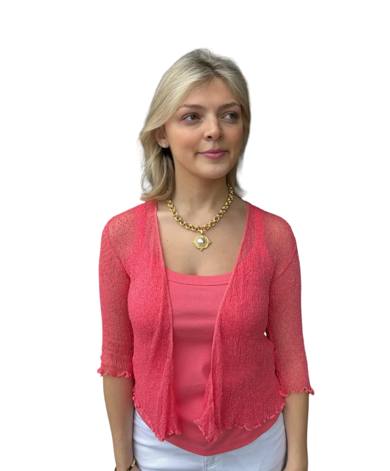 MESH CARDIGAN - WATERMELON