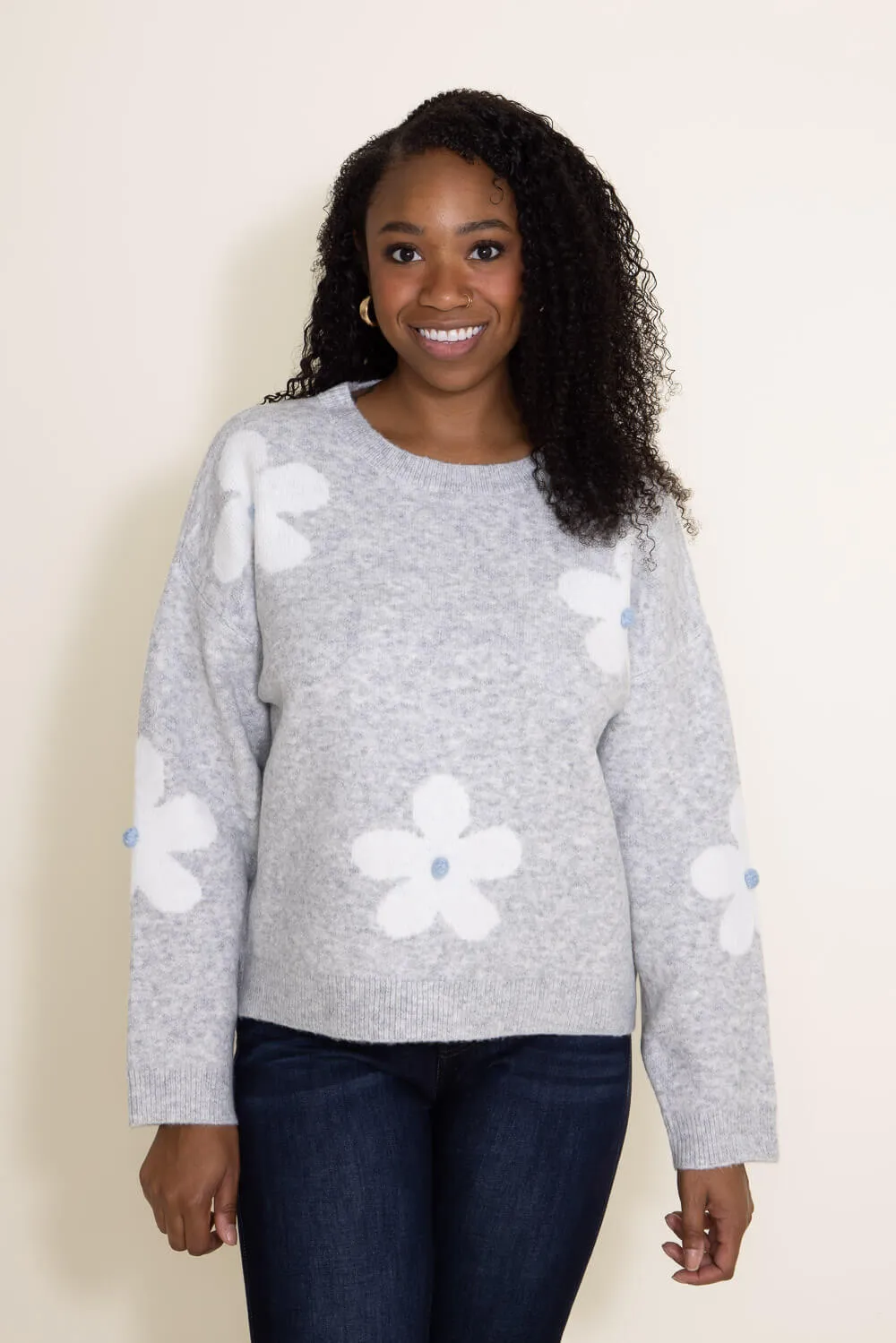 Miracle Flower Sweater for Women in Grey | W2334-SILVER