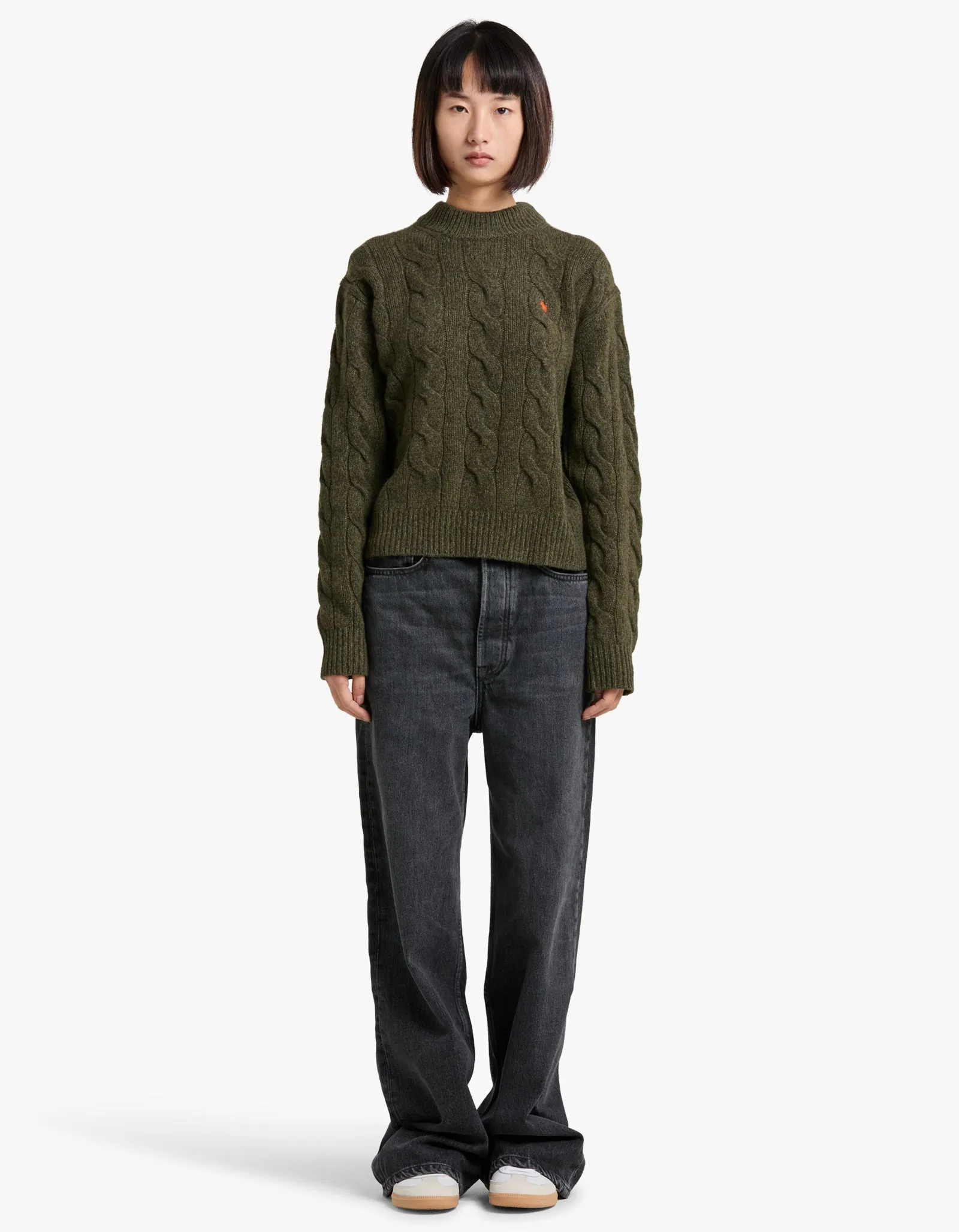 Mockneck L/S Pullover - Olive Marl