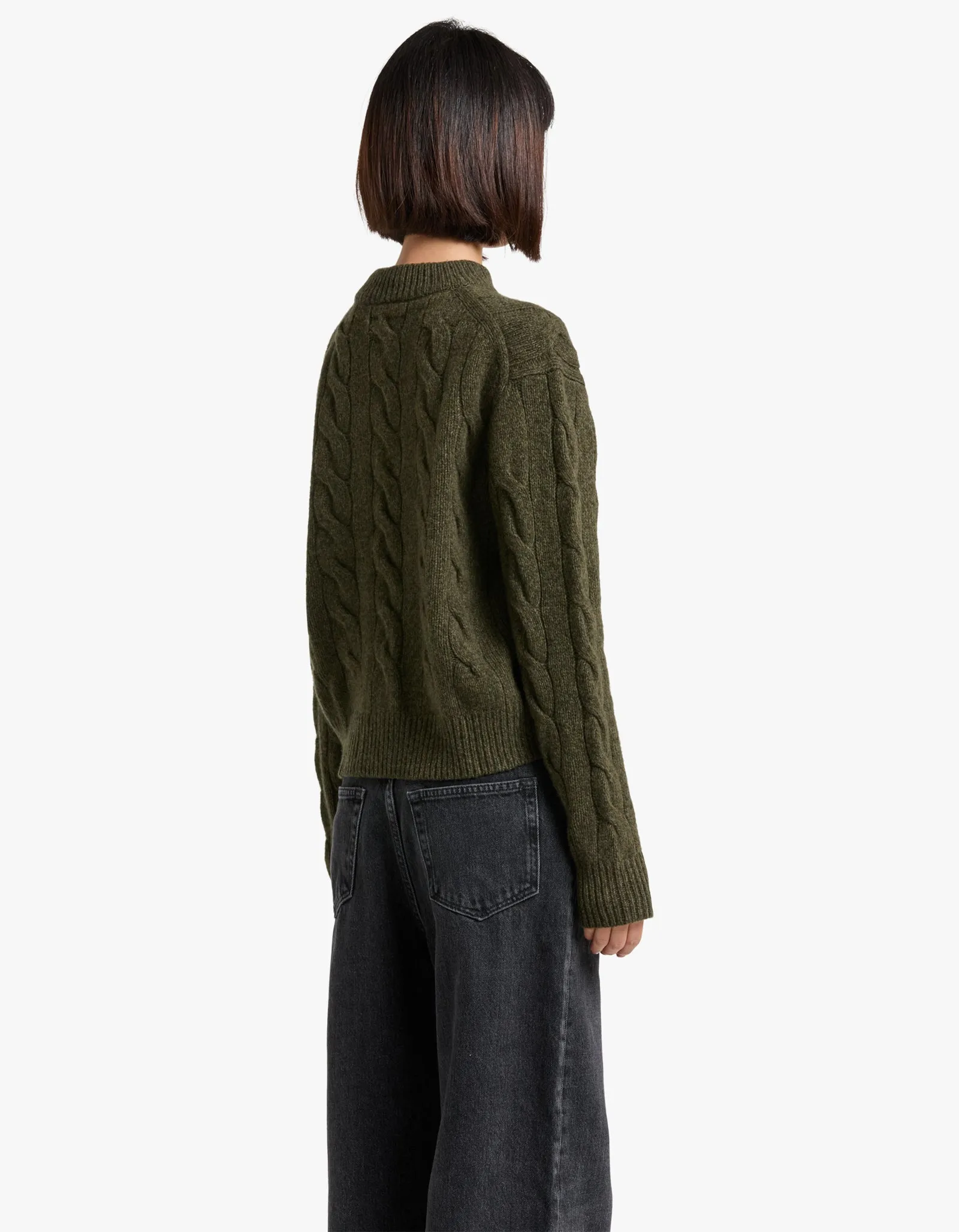 Mockneck L/S Pullover - Olive Marl