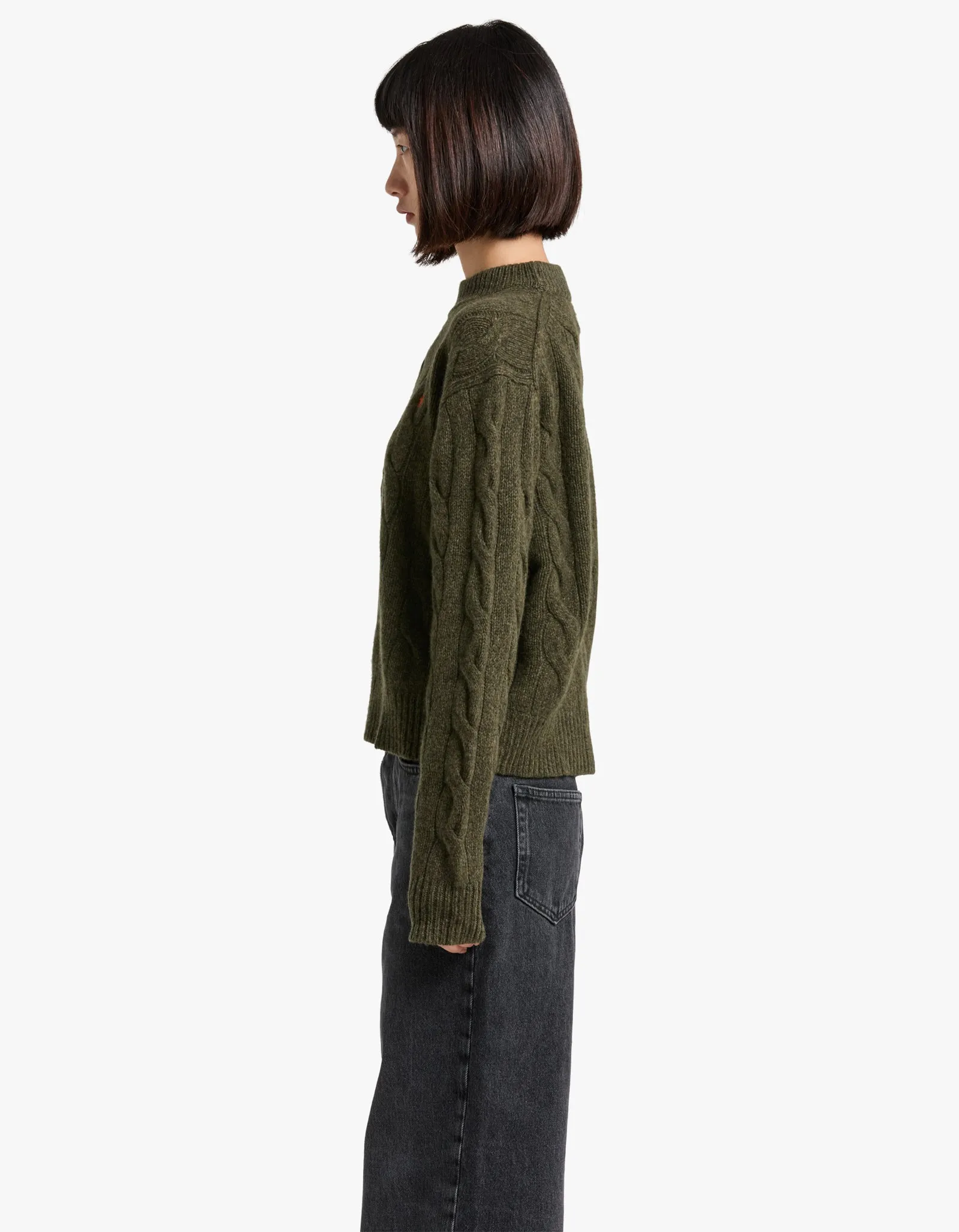 Mockneck L/S Pullover - Olive Marl