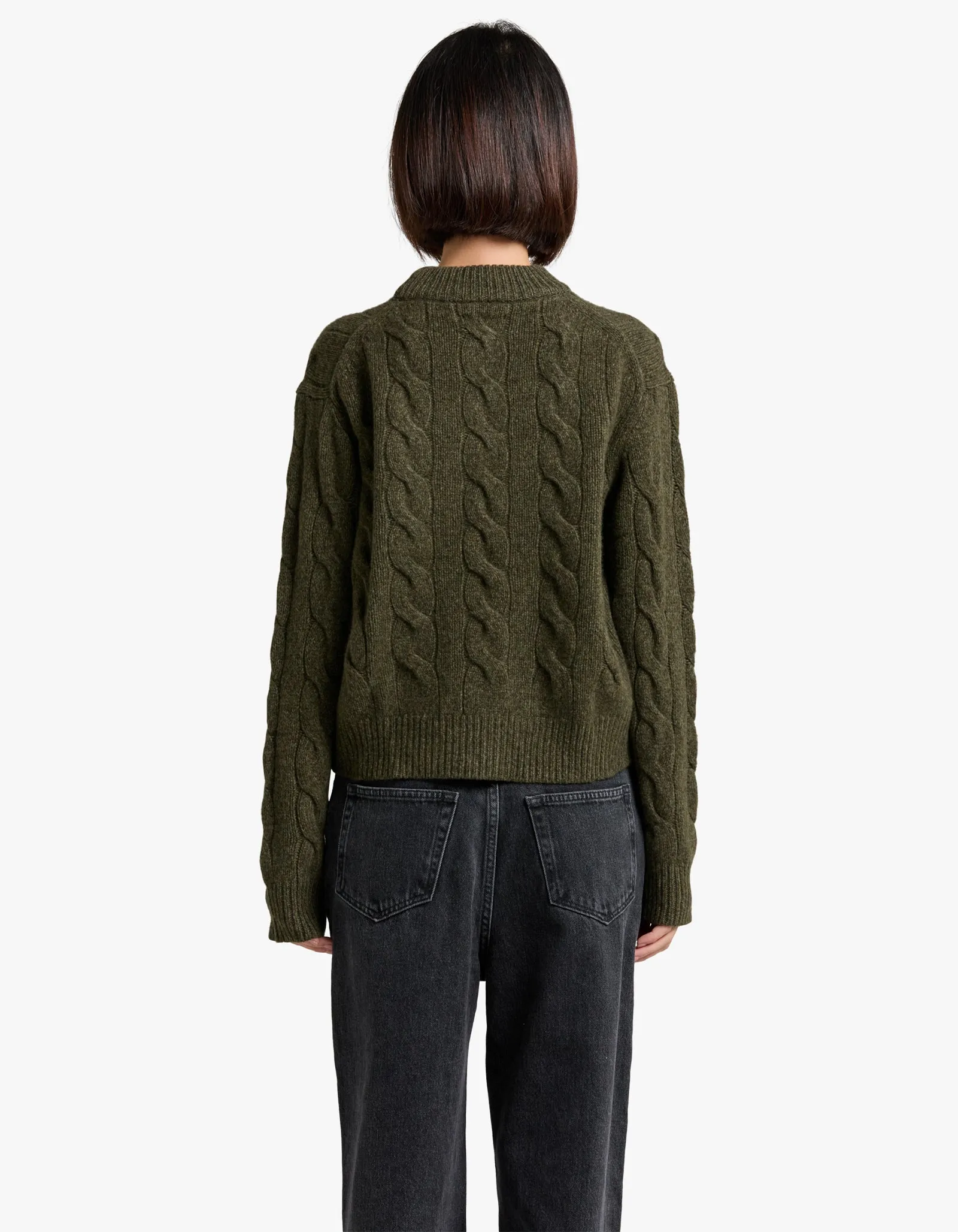 Mockneck L/S Pullover - Olive Marl