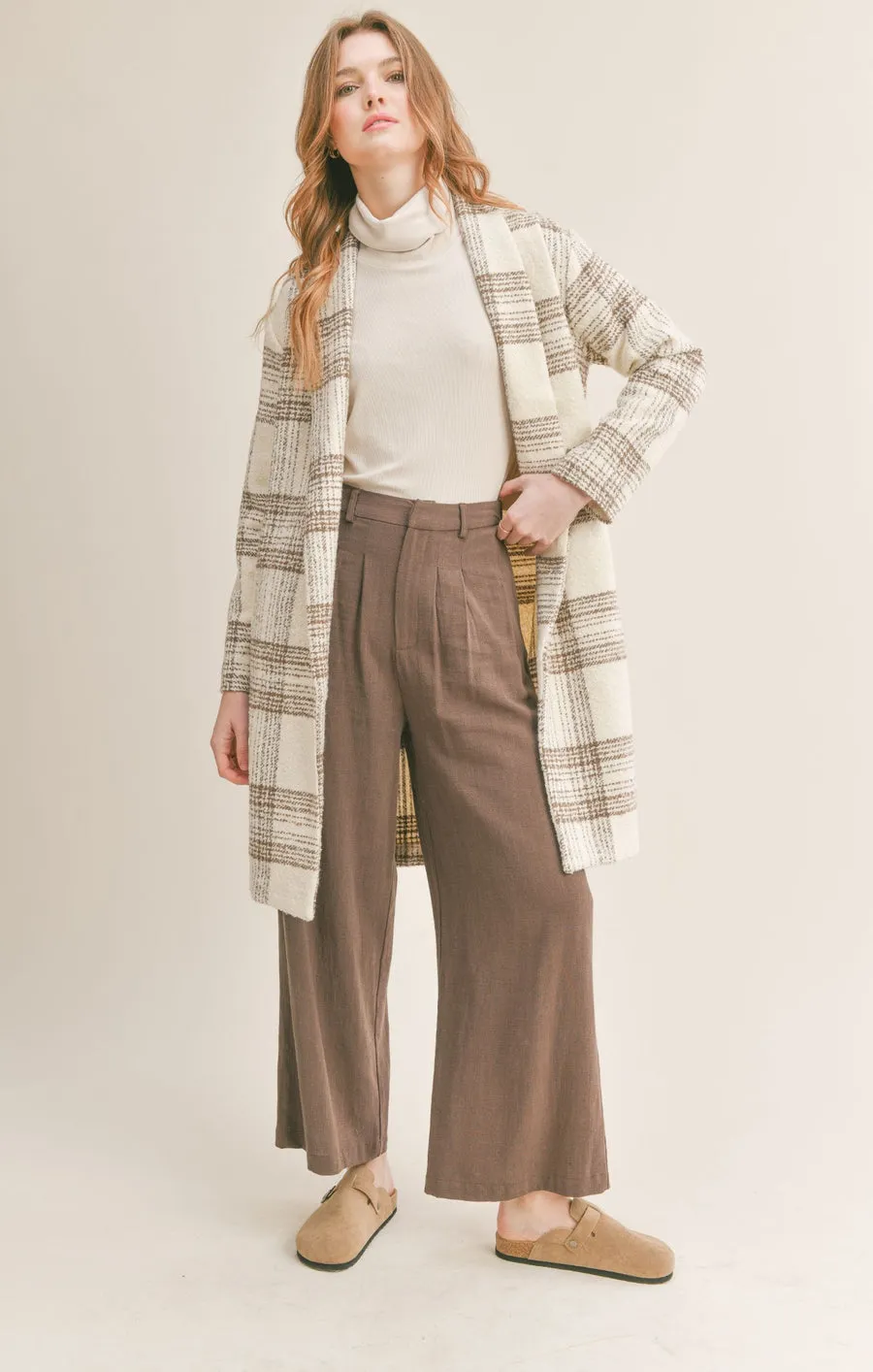 MORNING STROLL PLAID CARDI / CREAM
