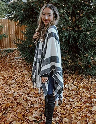 Moss Rose Plaid Shawl Wrap