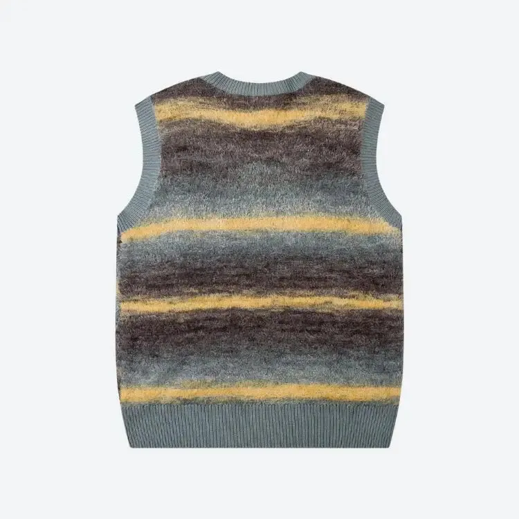 Multicolored Plush Sweater Vest in Soft Touch Knit Material