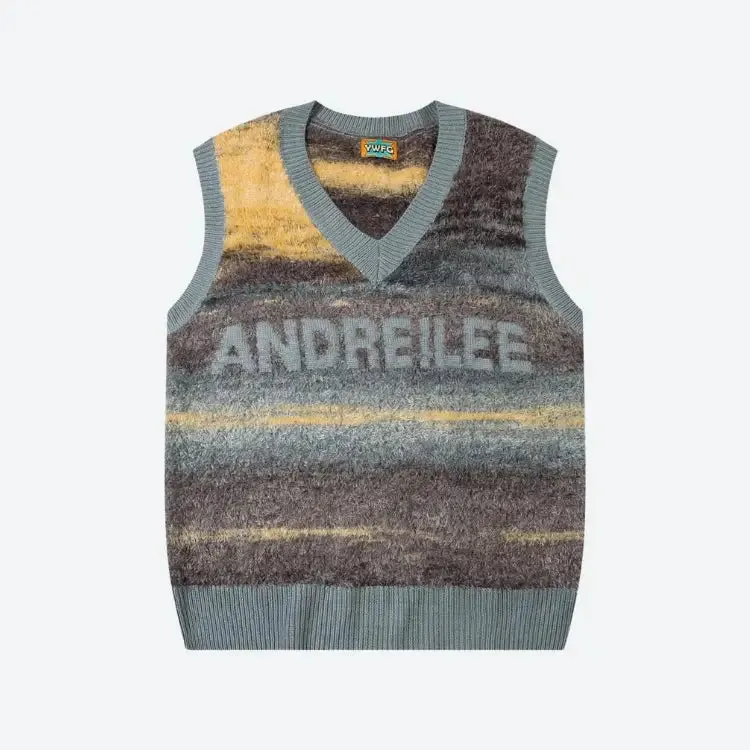 Multicolored Plush Sweater Vest in Soft Touch Knit Material