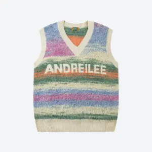 Multicolored Plush Sweater Vest in Soft Touch Knit Material