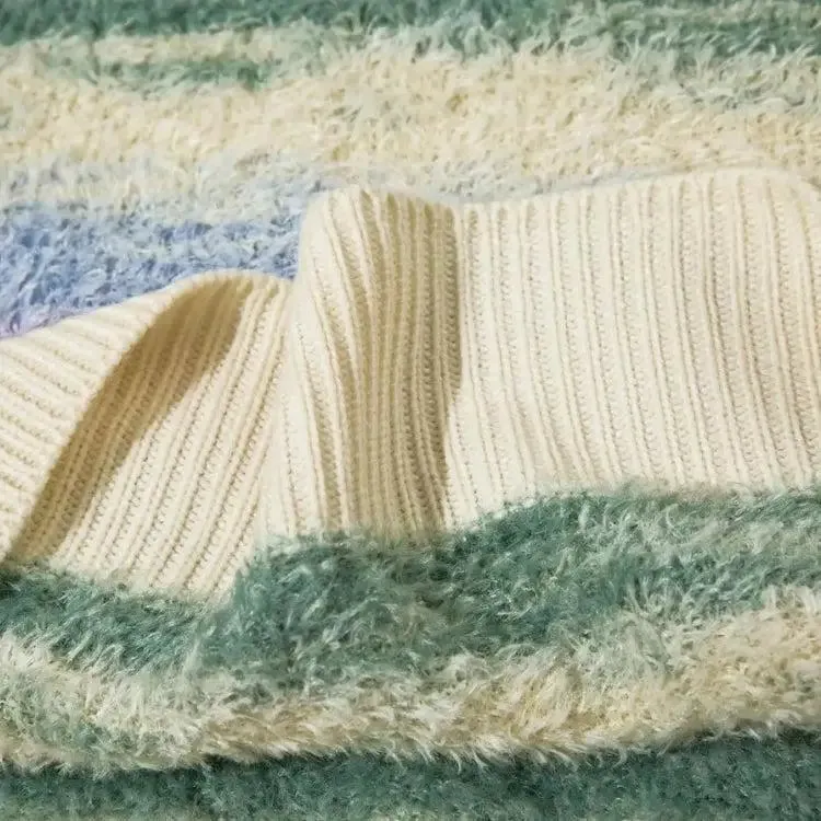 Multicolored Plush Sweater Vest in Soft Touch Knit Material