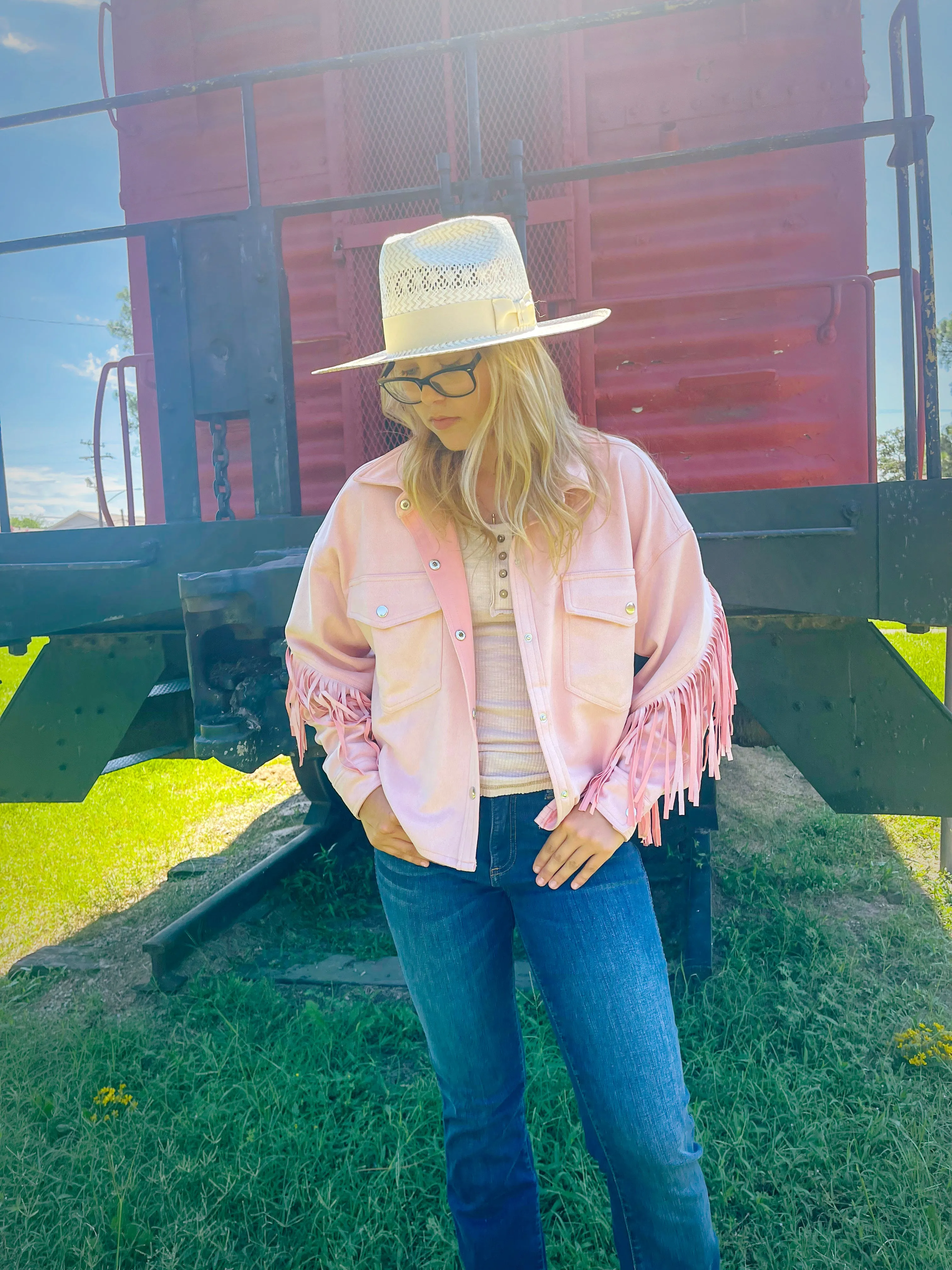 Nashville Blush Suede Fringe Jacket